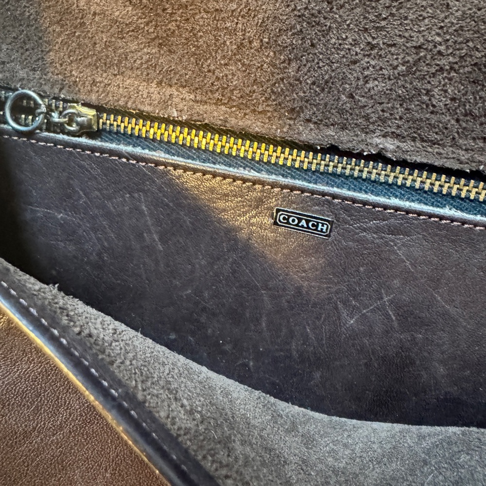 Vintage Coach 70s NYC Dk Brown Leather Bag Metal Plaque Pre-Creed (altered) - Picture 2 of 15